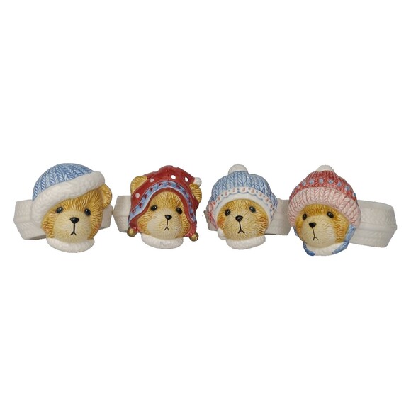 Cherished Teddies Napkin Rings 1996 Priscilla Hillman Winter Holiday Decorations - Picture 2 of 12